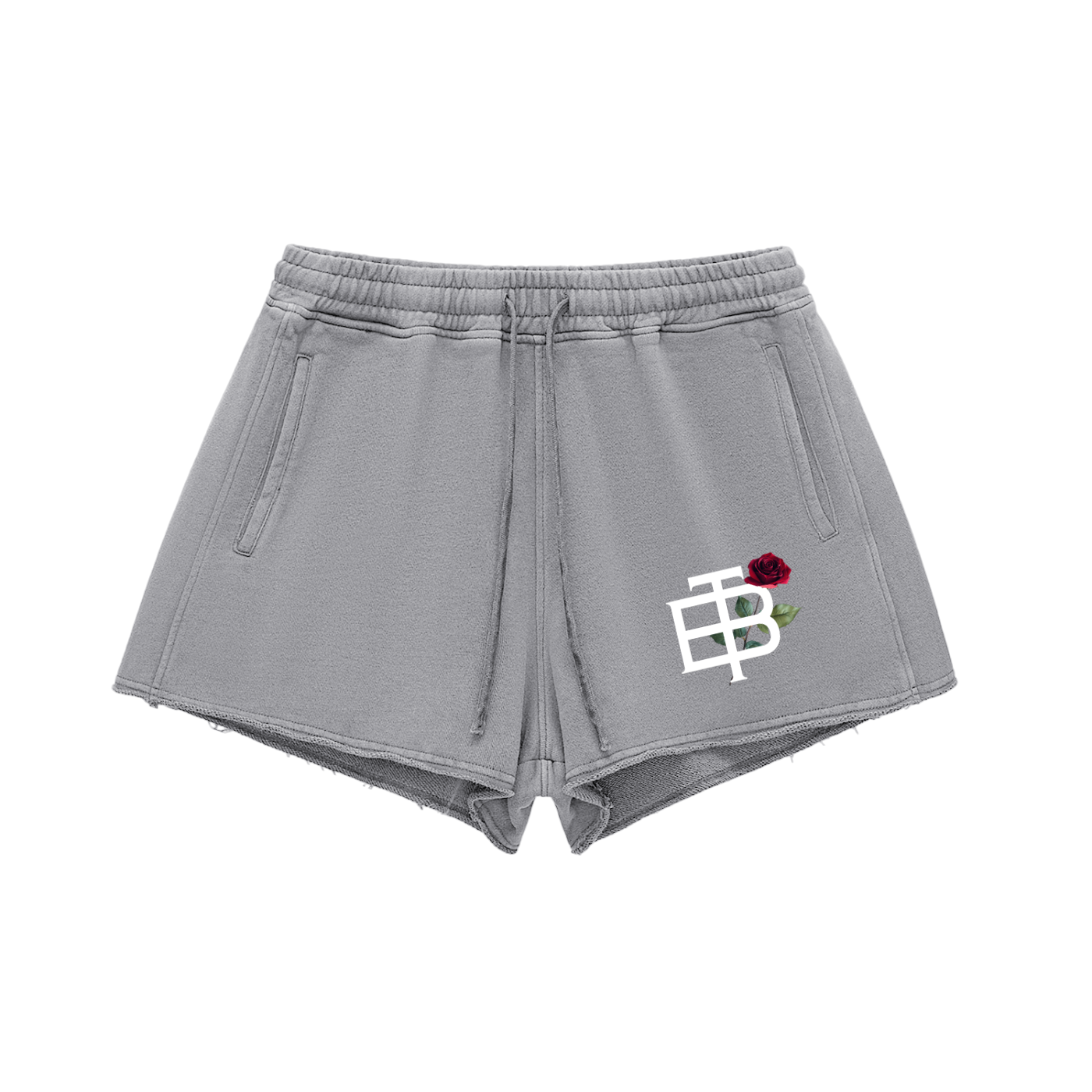 Bangonetime Snow Washed Raw Edge Drawstring Shorts
